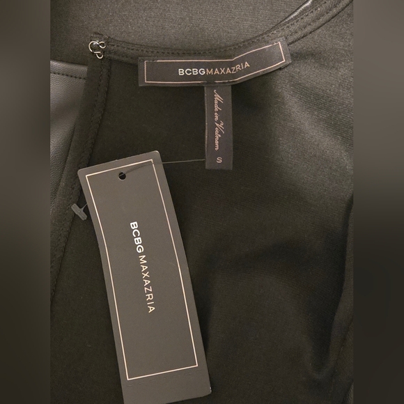 NWT~BCBGMAXAZRIA Faux Leather Top Dress - Picture 9 of 13